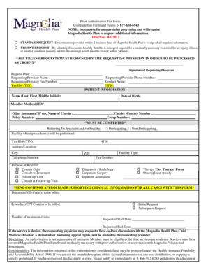 Prior Authorization Fax Form