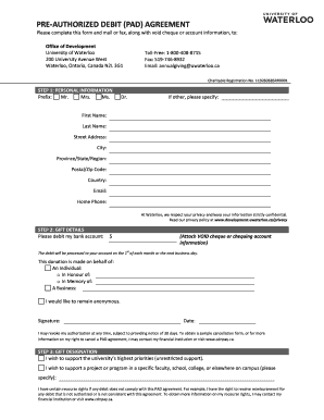 Pre-Authorized Debit Agreement