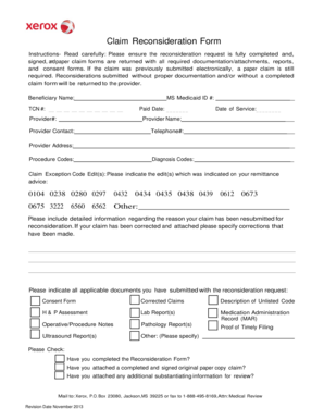 Claim Reconsideration Form