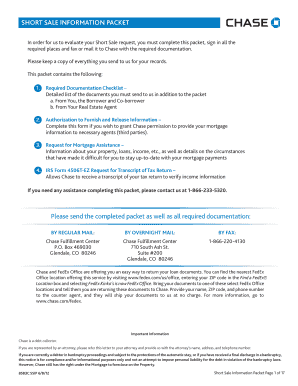 Chase Short Sale Information Packet