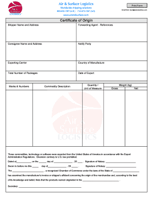 Certificate of Origin