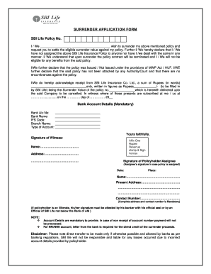 Sbilife Policy Surrender Form - Fill Online, Printable ...