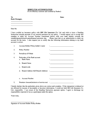 Debit Authorization for Insurance Premium