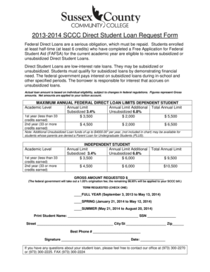 2013-2014 SCCC Direct Student Loan Request Form
