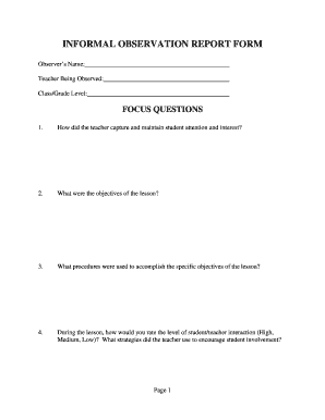 Navy evaluation form - INFORMAL OBSERVATION REPORT FORM - sussex