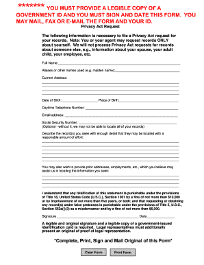 Privacy Act Request Form