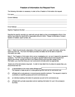 Freedom of Information Act Request Form