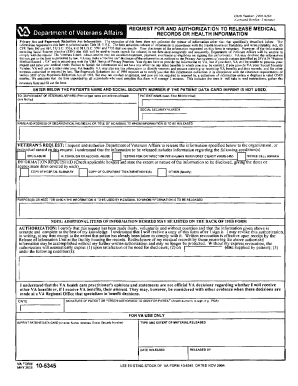 VA Form 10-5345 Medical Records Release Authorization