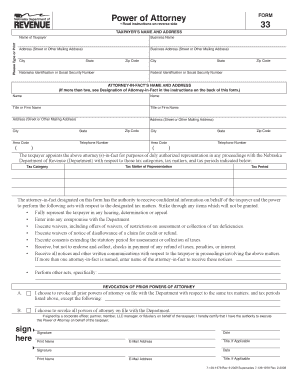 Nebraska Power of Attorney Form 33