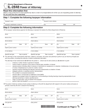 Illinois Power of Attorney Form IL-2848