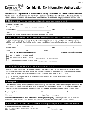 Washington State Confidential Tax Information Authorization