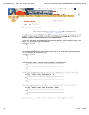 Boy Scouts Media Survey Form