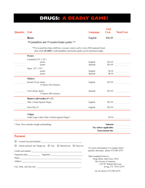 Drugs: A Deadly Game Order Form