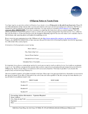 ONEprop Notice to Vacate Form