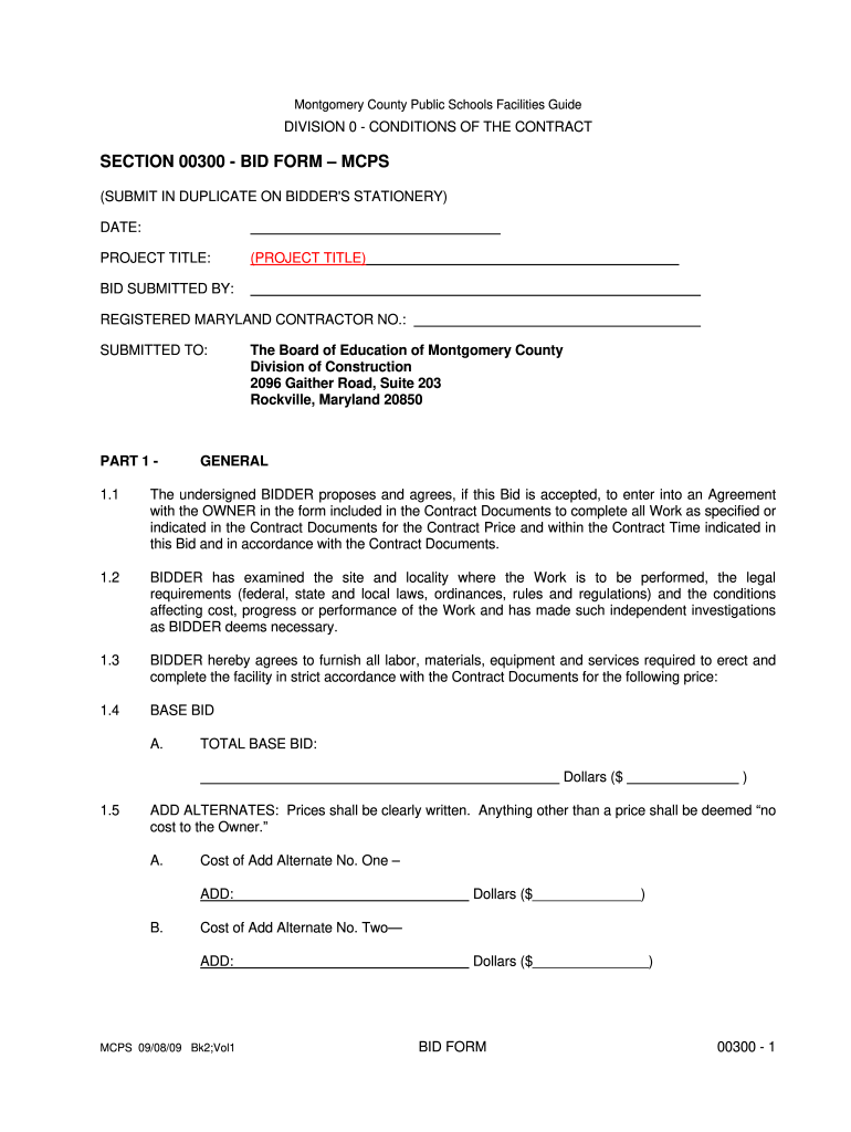 bid proposal form Preview on Page 1.