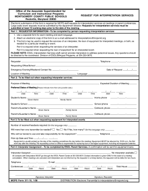 Montgomery County Public Schools Request for Interpretation Services