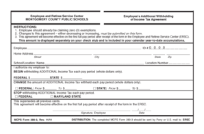Montgomery County Public Schools Additional Withholding Agreement