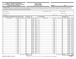 Montgomery County Field Trip Accounting Receipt