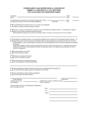 IEP Team Meeting Response Form
