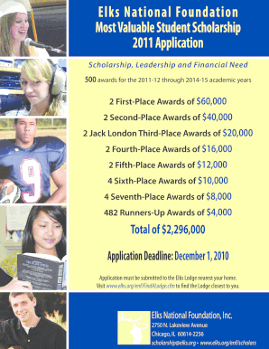 Elks National Foundation 2011 Most Valuable Student Scholarship Application