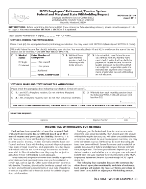 MCPS Federal and Maryland State Withholding Request Form