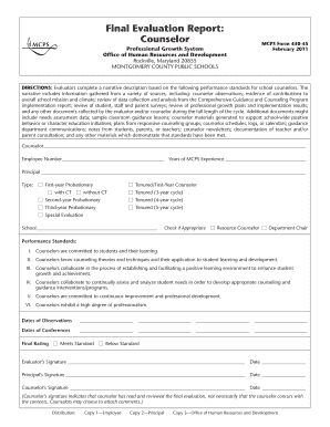 MCPS Counselor Evaluation Form