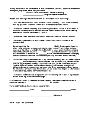 Prostate Cancer Screening Consent Form