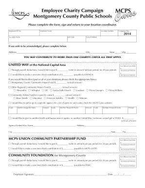 MCPS Employees’ Annual Charity Campaign Form