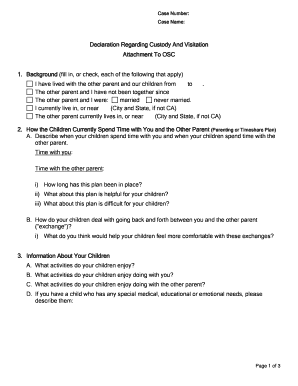 Declaration Regarding Custody And Visitation