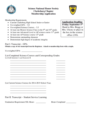 Science National Honor Society Clarksburg Chapter Membership - montgomeryschoolsmd