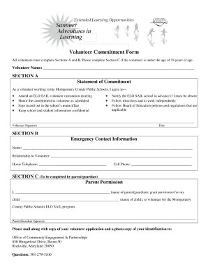 commitment form for volunteers