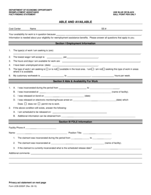 Florida Reemployment Assistance Fact-Finding Statement