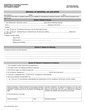Florida Reemployment Assistance Refusal Form