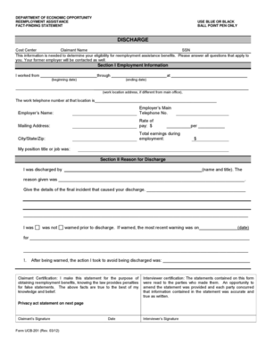 Florida Reemployment Assistance Fact-Finding Statement