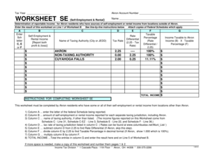 Akron Self-Employment and Rental Income Worksheet