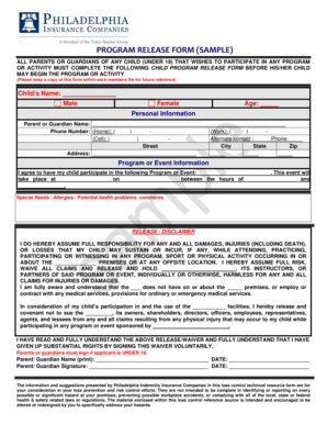 Child Program Release Form