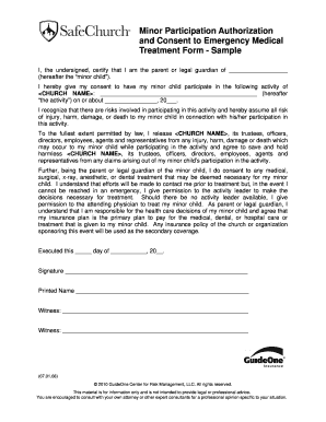 Minor Participation Authorization and Consent to Emergency Medical Treatment Form