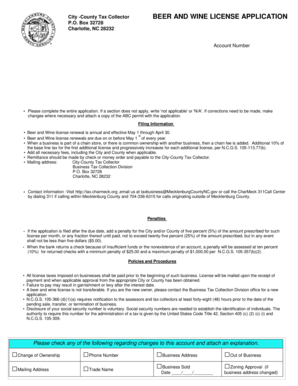 Beer and Wine License Application