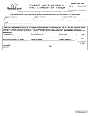 CHRC STA Request Form - Employer