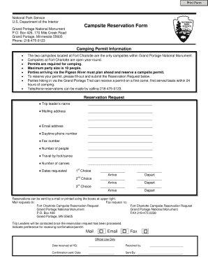 Campsite Reservation Form