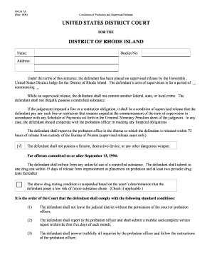 PROB 7A Conditions of Probation and Supervised Release