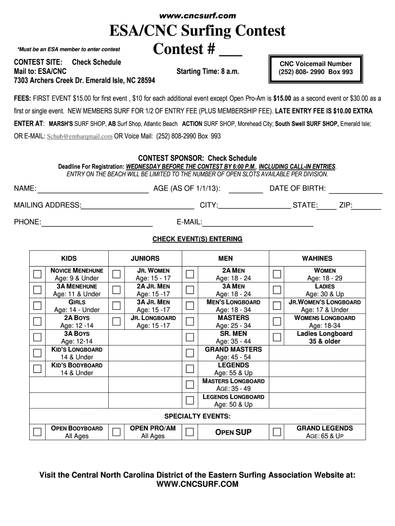 contest registration forms Preview on Page 1.