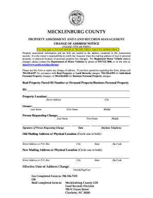 Mecklenburg County Change of Address Notice