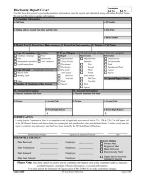 NC Disclosure Report Cover Amendment