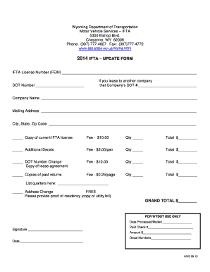 Wyoming IFTA Update Form