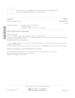 Cambridge O-Level Biology Exam Paper 1