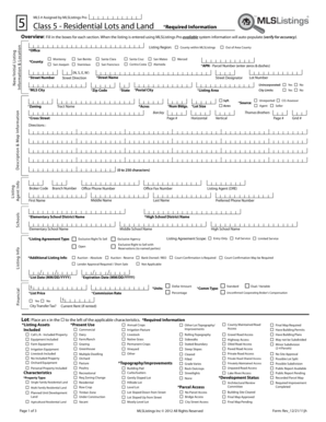 California Residential Lot Listing Form