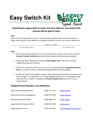 Legacy Bank Easy Switch Kit