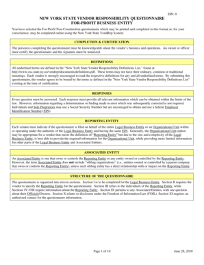 New York State Vendor Responsibility Questionnaire