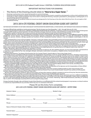 2013-2014 CFE Federal Credit Union Art Contest Entry Form